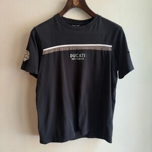 Ducati Meccanica Graphic T-Shirt Racing Stripes Black Mens Medium Good